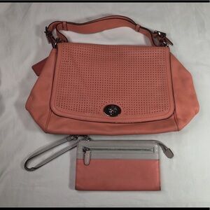 Coach 22386 Legacy Perforated Handbag & Wallet Set